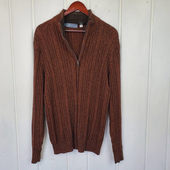 Oscar De La Renta Men's Large Cable Knit Sherpa 1/4 Zip Pullover Sweater - Picture 7 of 10